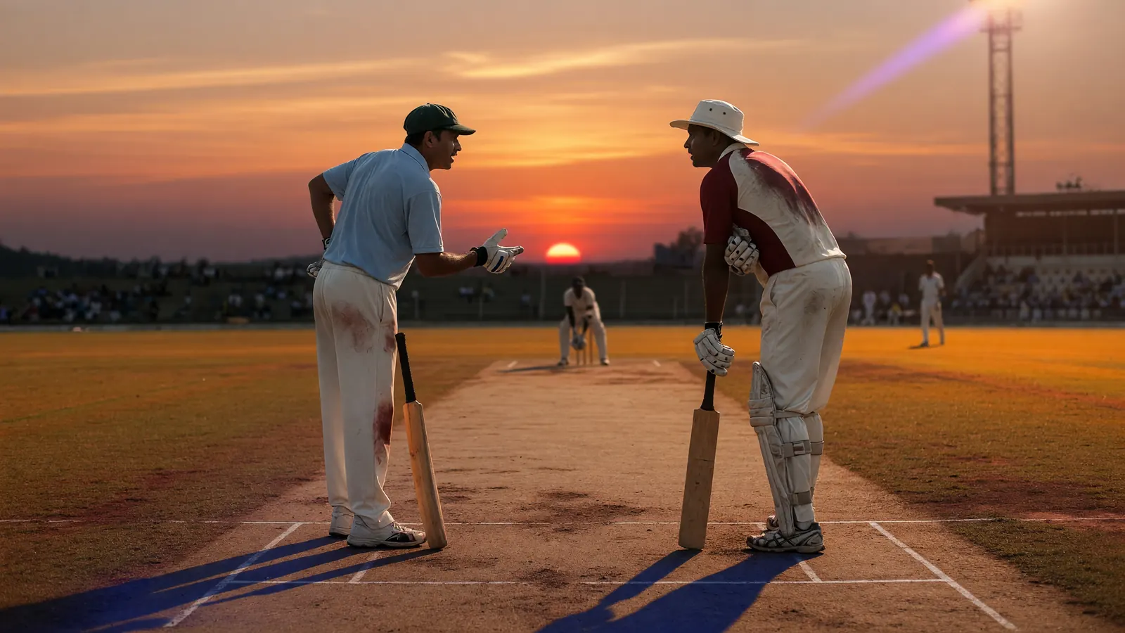 Two Indian batters building a partnership in the middle overs