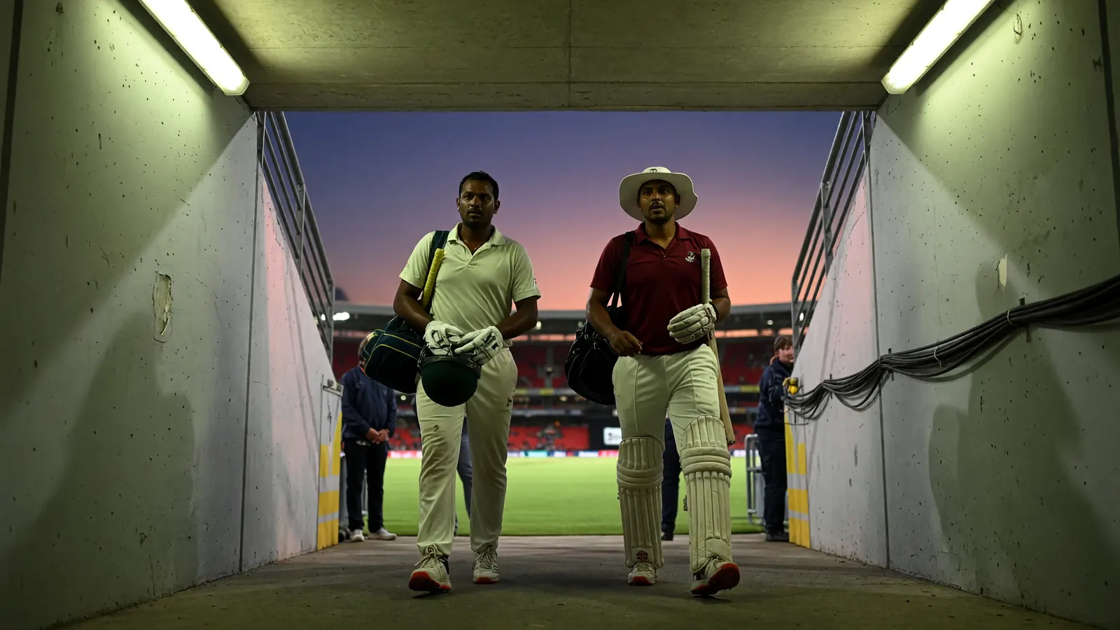 Players walking out through the tunnel, squad announcement context