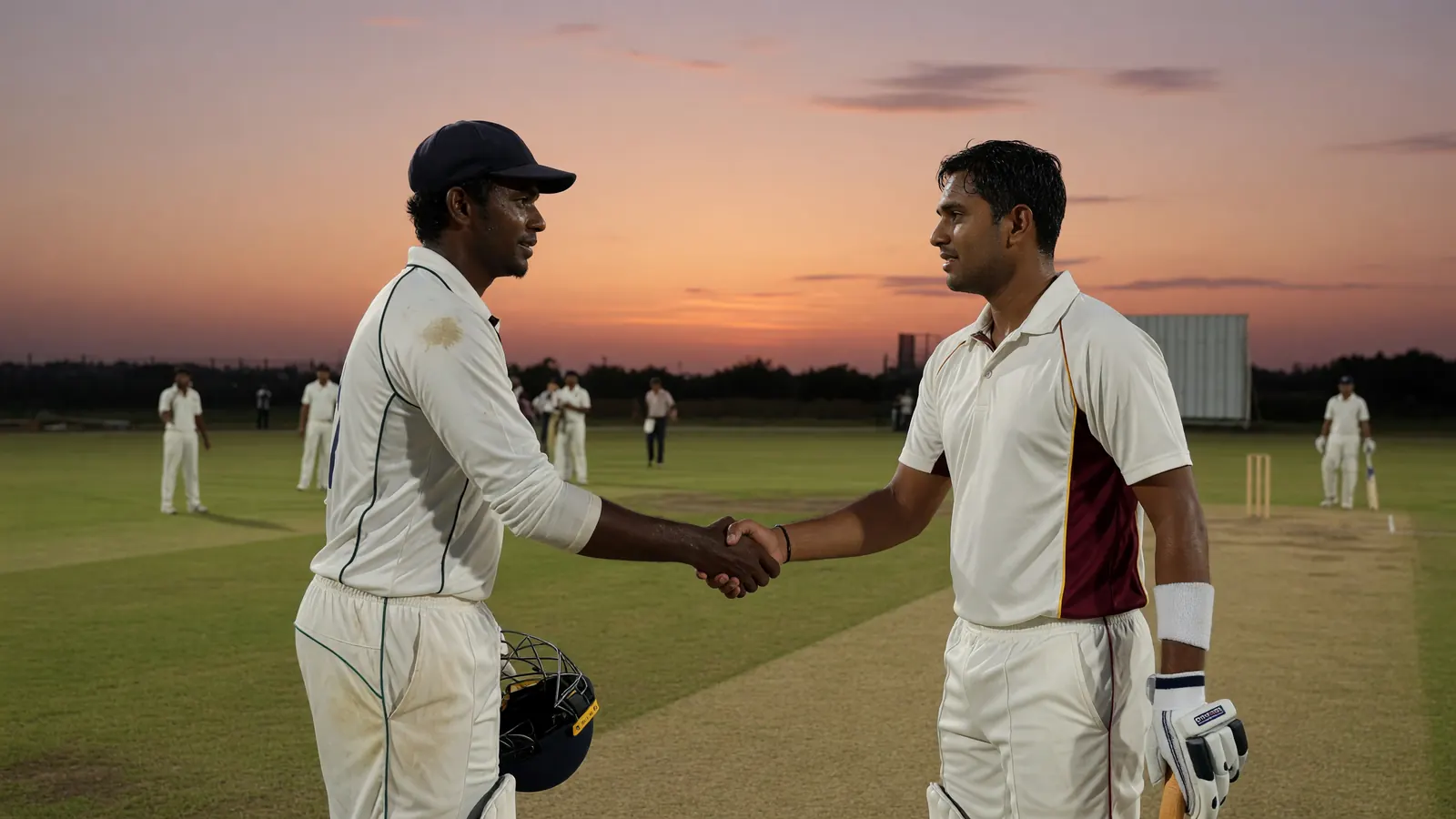 A batsman walking out, bonus celebration angle