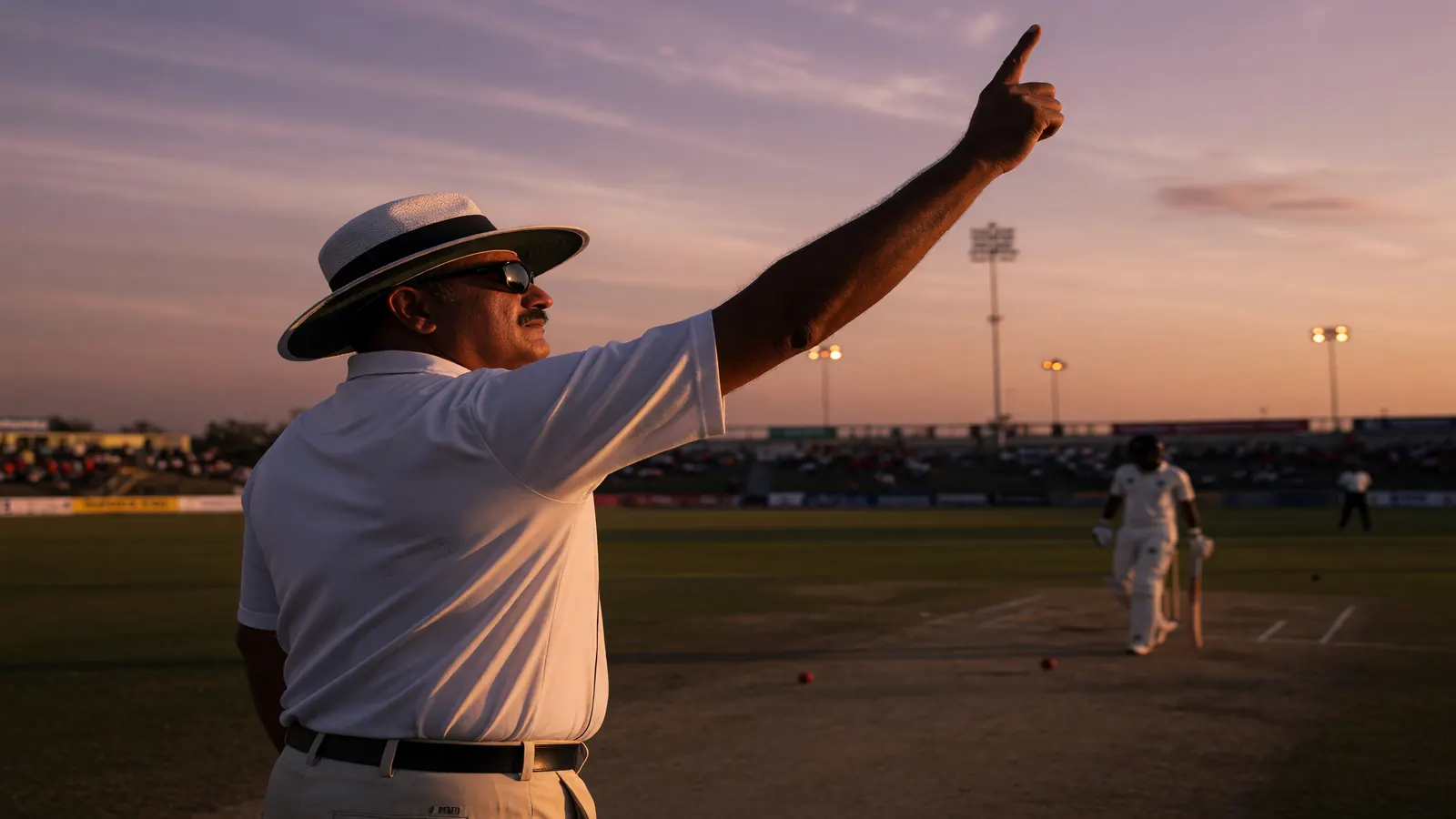 Umpire raises the finger, batsman given out