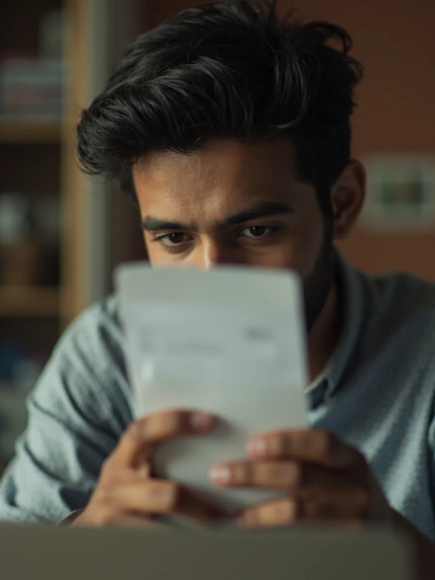 Phone with sensitive documents out of frame