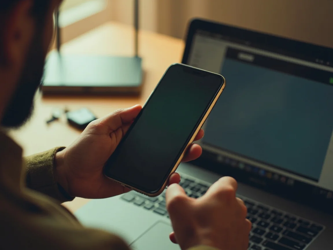 Person preparing to log into an account on a phone